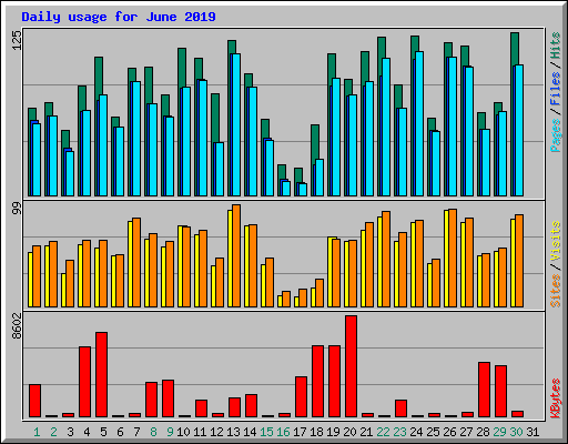 Daily usage for June 2019