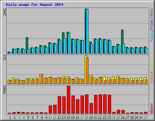 Daily usage for August 2024