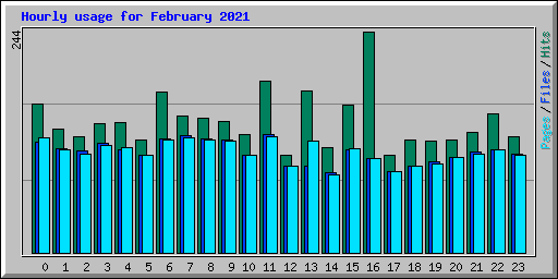 Hourly usage for February 2021